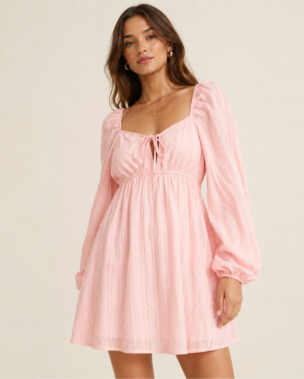 Daisy Street Pink Cotton Babydoll Mini Dress M Puff Sleeve Cottagecore